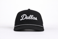 Black cap with 'Dallas' text on a white background